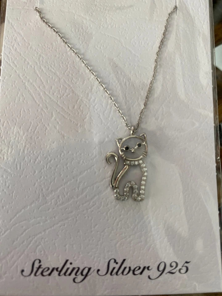 925 Ayar Sterling Gümüş Kedi Figürlü Kolye
